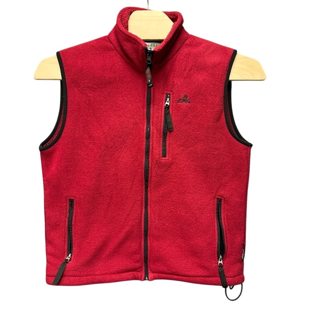 EMS Polartec Fleece Vest Womens Large Red Full Zip Expedition Hiking Outdoor